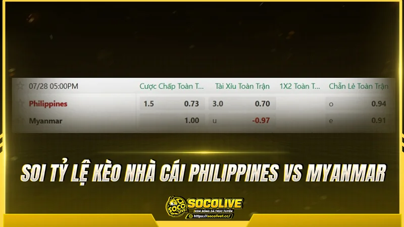 Soi tỷ lệ kèo nhà cái Philippines vs Myanmar Soi tỷ lệ kèo nhà cái Philippines vs Myanmar