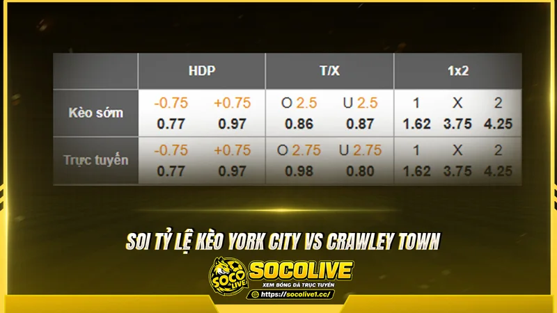 Soi tỷ lệ kèo nhà cái York City vs Crawley Town Soi tỷ lệ kèo nhà cái York City vs Crawley Town